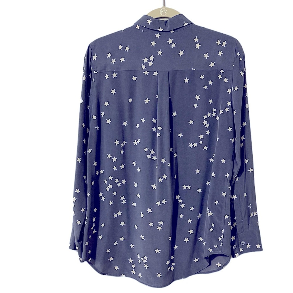 Equipment Femme 100% Silk Star Print Long Sleeves Button Down Blouse - Picture 5 of 9